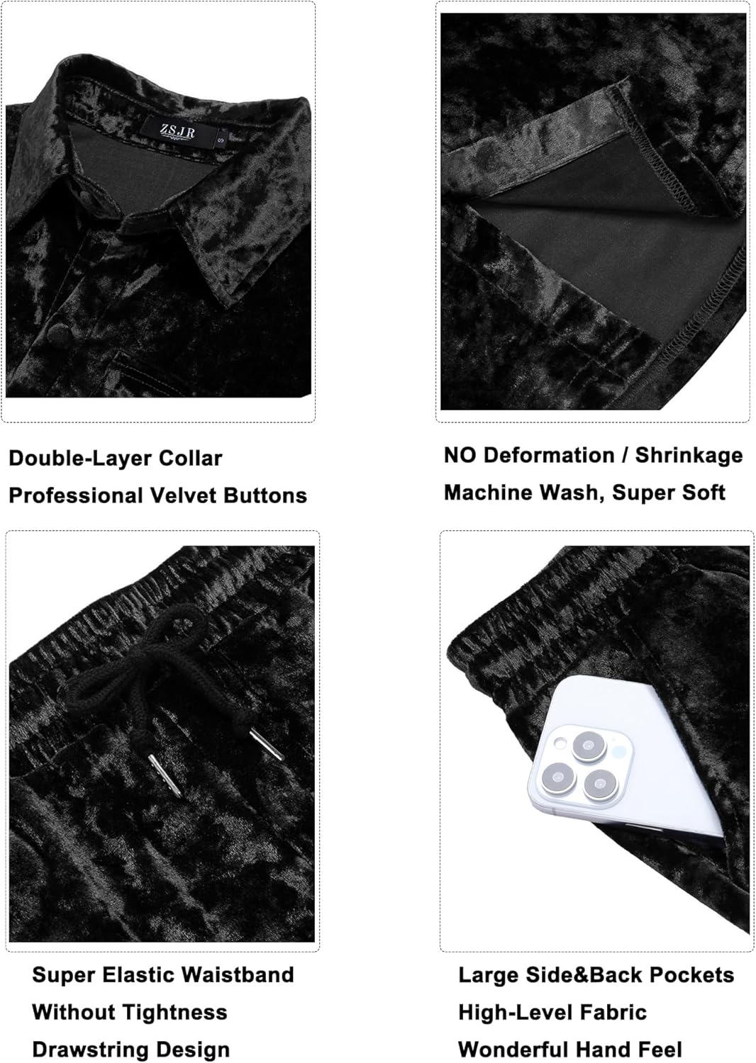 Mens Tracksuit Diamond Velvet Shirts and Shorts Set Fashion Casual 2 Piece Outfits for Men