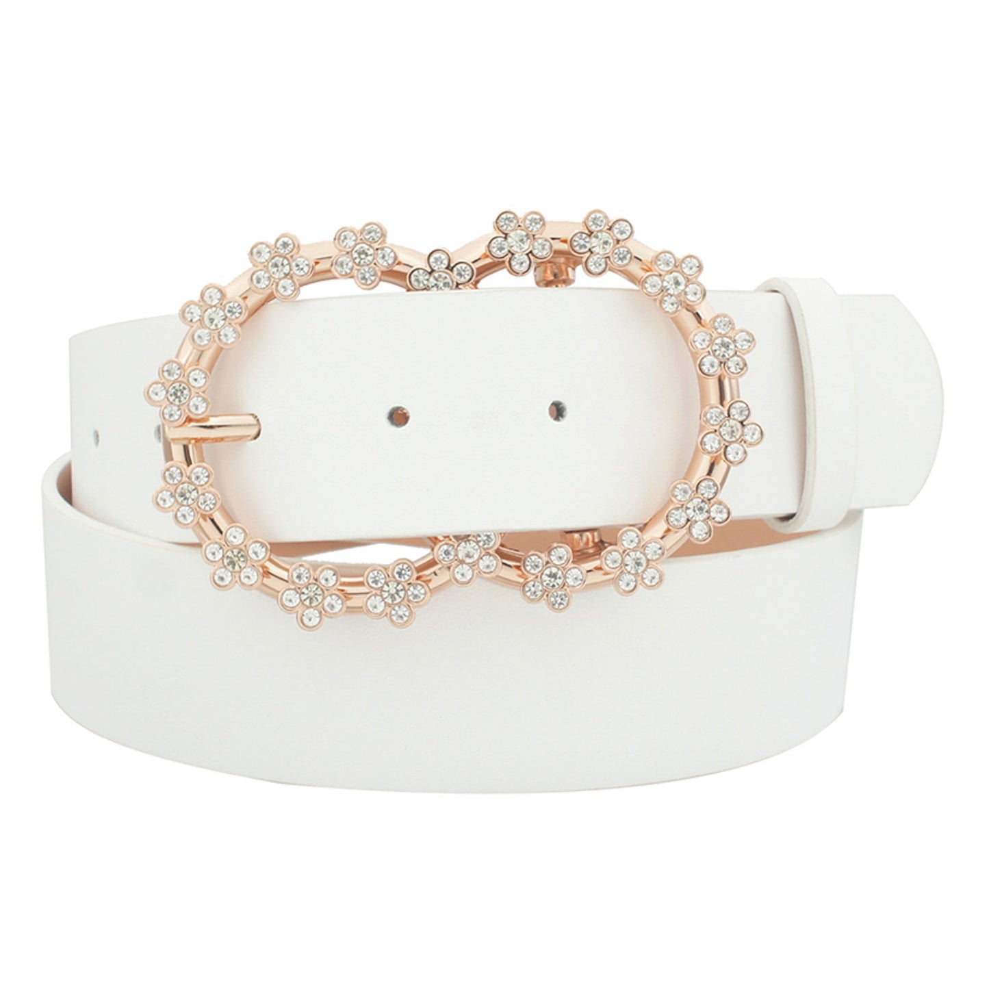 3D Rhinestone Flower Double Circle Belt