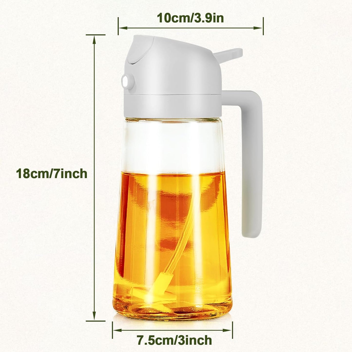Oil Spray Bottle, 2 in 1 Oil Spray and Oil Container, 470Ml/ 16Oz Olive Oil Spray Bottle,Cooking Oil Spray Glass for Used for Air Fryer, Baking, Grilling(Grey)