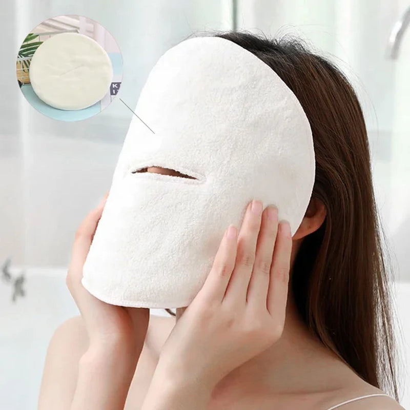 Face -Shaped Towel Facial Towel White Moisturizing and Hydrating Beauty Salon and Cold Hot Compress Mask Thickened Face Towel