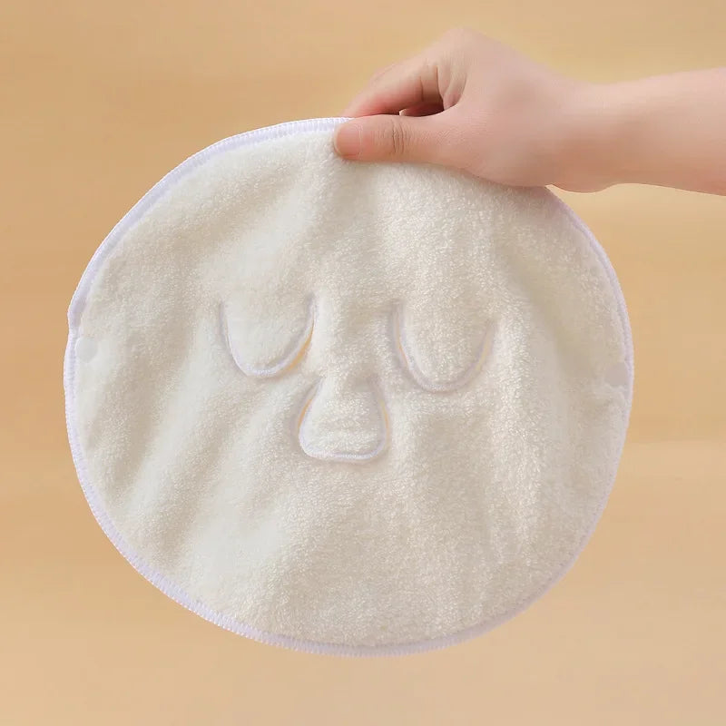 Face -Shaped Towel Facial Towel White Moisturizing and Hydrating Beauty Salon and Cold Hot Compress Mask Thickened Face Towel