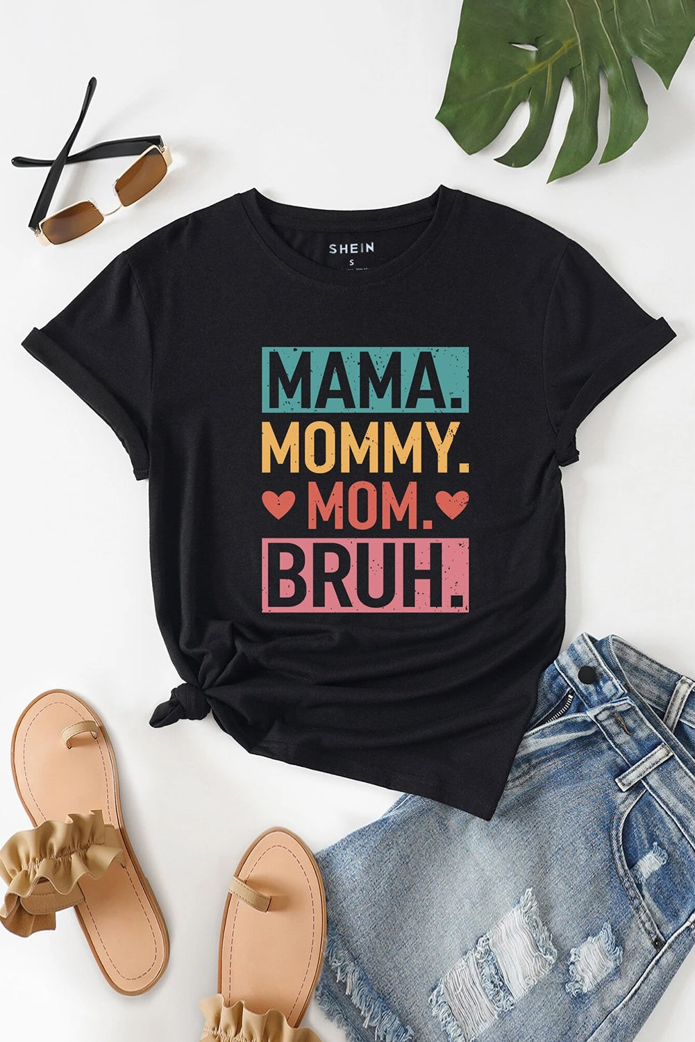 MAMA MOMMY MOM BRUH Letter Graphic Tee