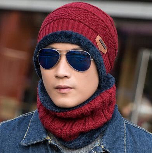 Men's Knitted Wool Hat Casual Warm Bib