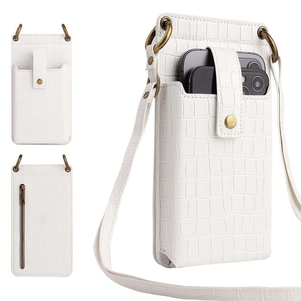 Crossbody Cell Phone Bag for Women, Shoulder Purse Card Wallet Pouch with Credit Card Slots and Mirror