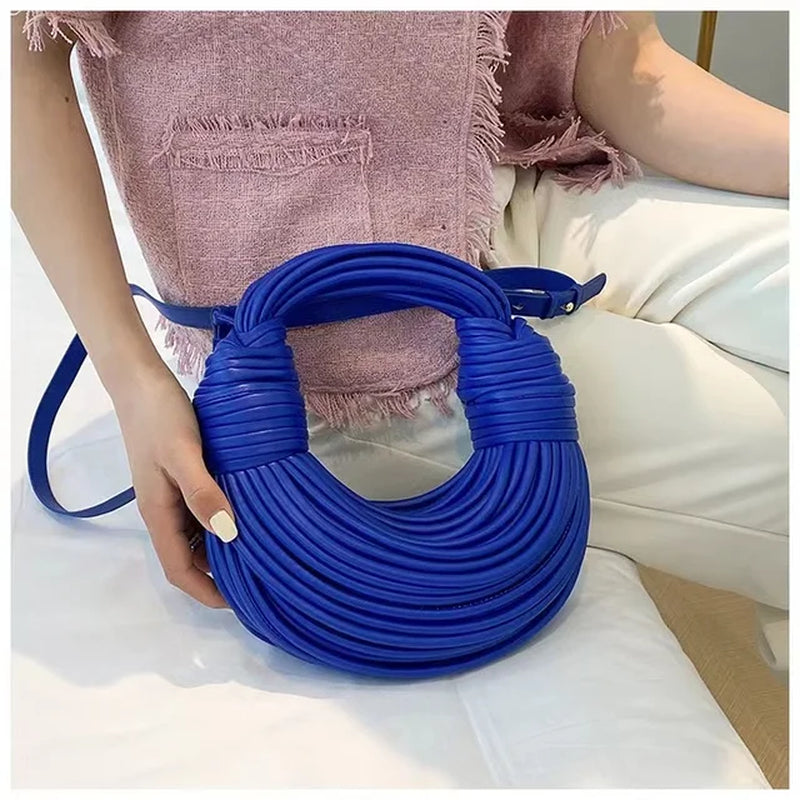 2024 New Gold Handbags for Women Luxury Designer Brand Handwoven Noodle Bags Rope Knotted Evening Clutch Underarm Dumpling Bag