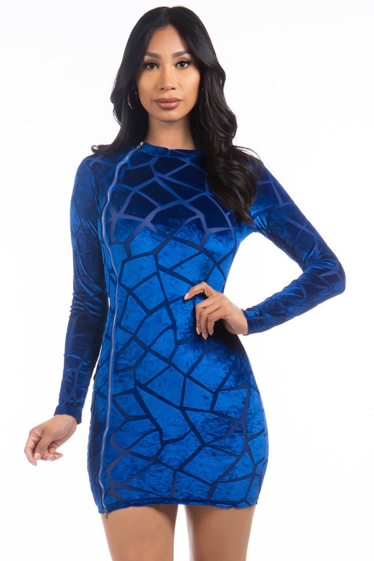 Blue Velvet Sexy Party Dress