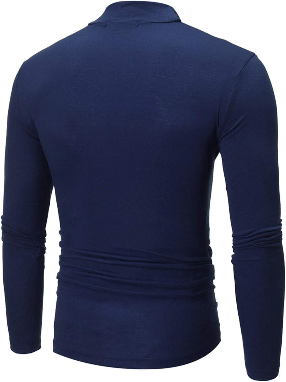 Turtleneck Compression Top for Men,Long Sleeve Basic Undershirt Stretch Slim Fit Workout T-Shirt