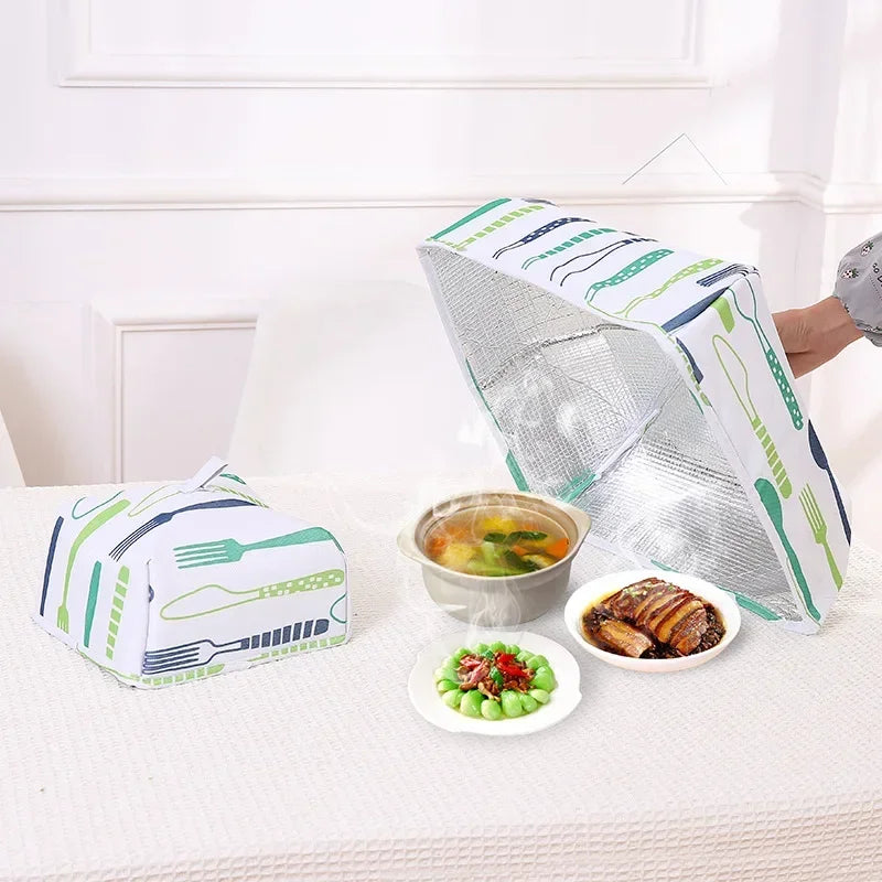 Portable Hot Aluminum Foil Food Cover Foldable Food Covers Keep Warm Dishes Insulation Kitchen Gadgets Accessories Random Color