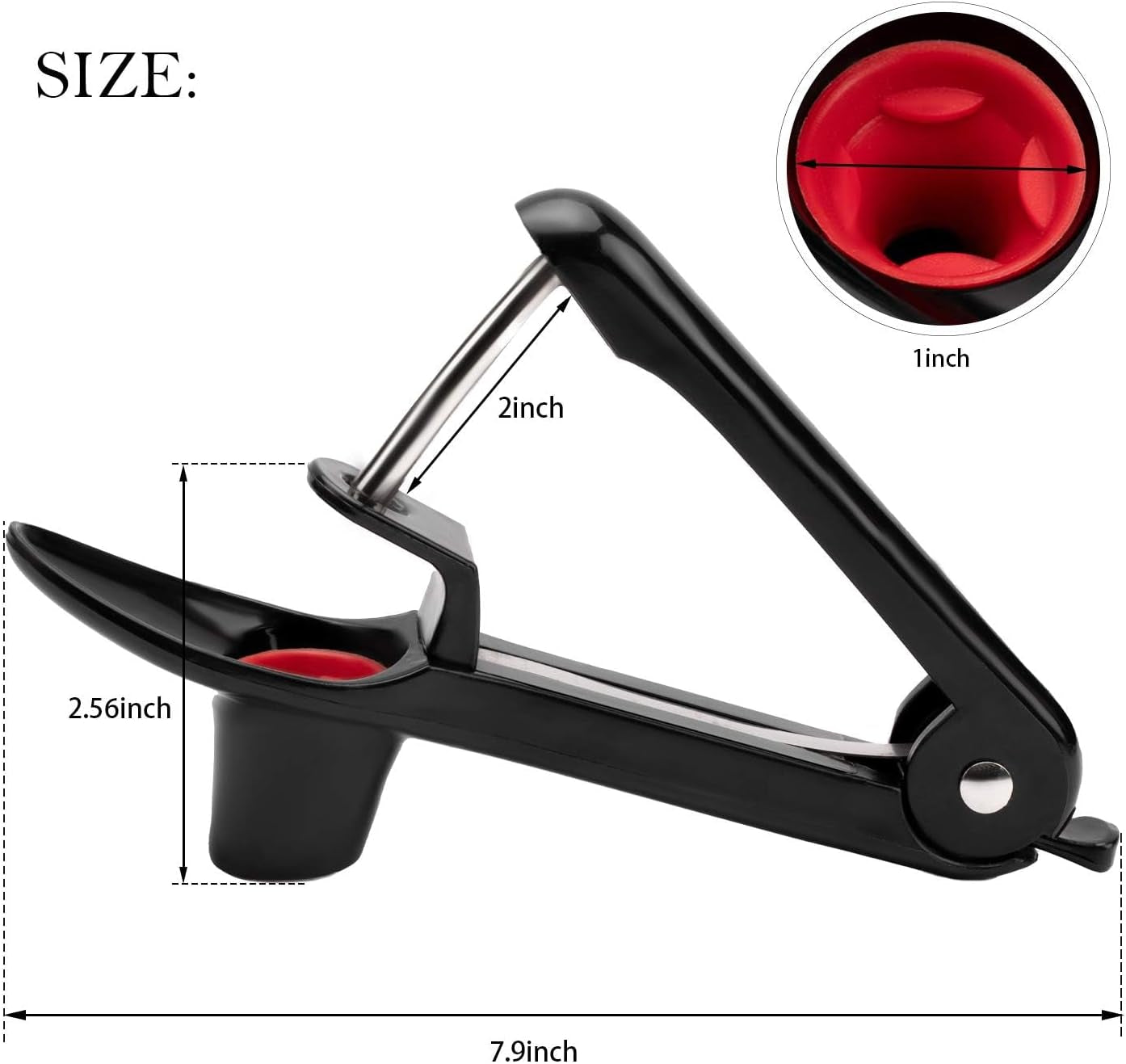 Cherry Pitter -  Stainless Steel Cherries Corer Pitter Tool with Hand-Held Push Design, save Time & Space for Making Cherry Jam with Lock Design(Black)