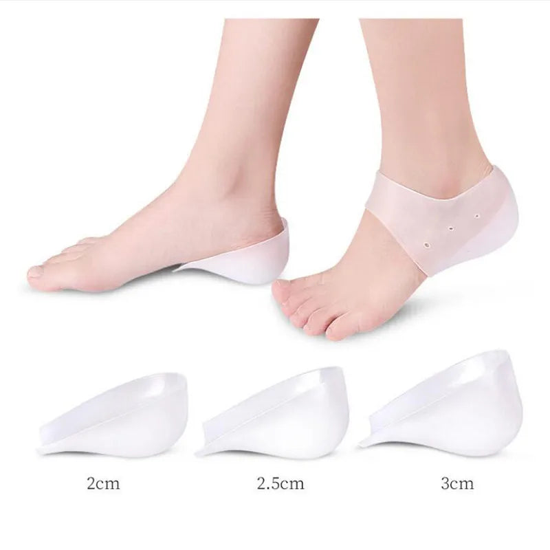 Invisible Height Increase Silicone Socks Gel Heel Pads Orthopedic Arch Support Heel Cushion Soles Insole Foot Massage Unisex