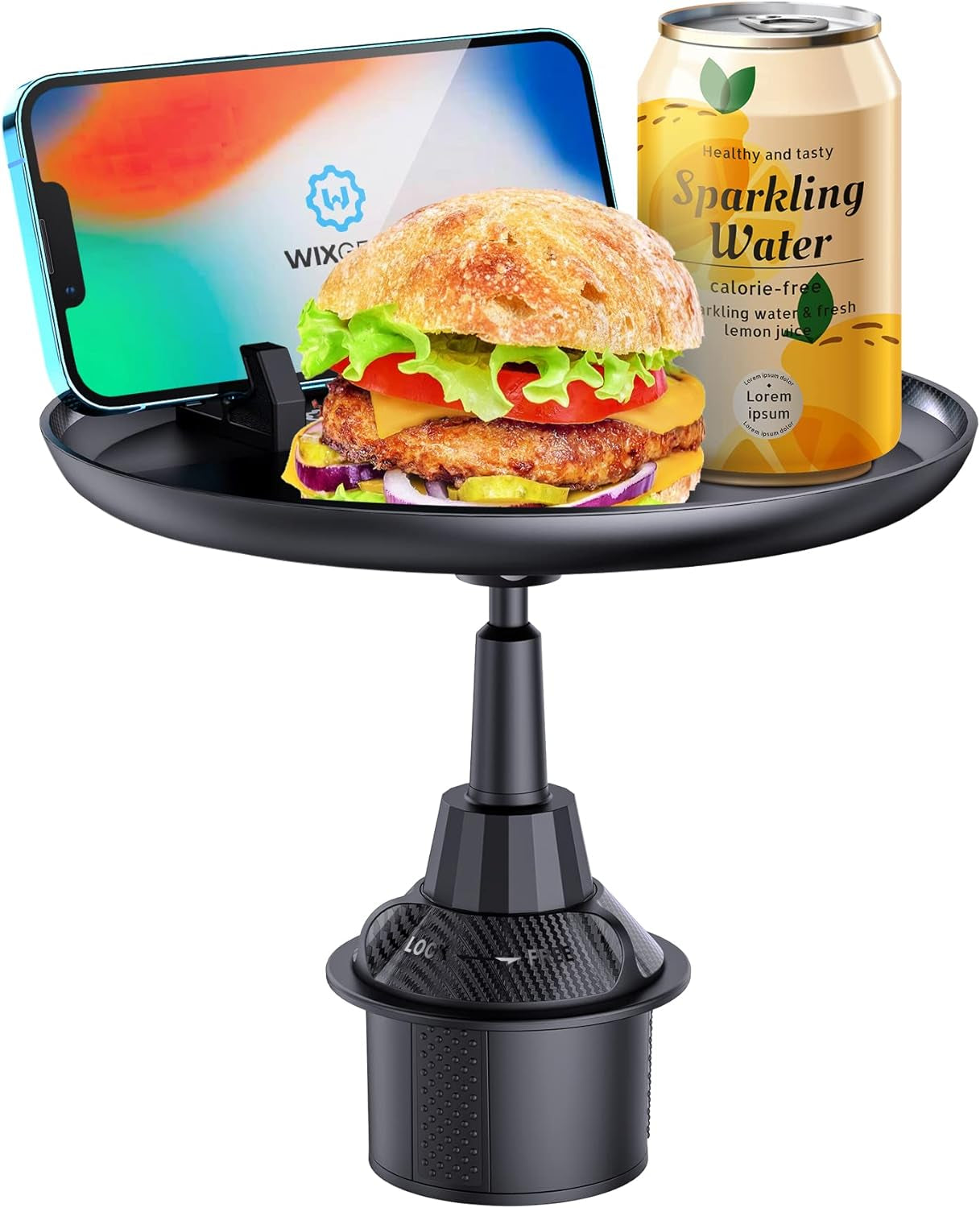 Car Cup Food Holder with Phone Mount Adjustable Automobile Cup Holder Smart Phone Cradle Car Mount