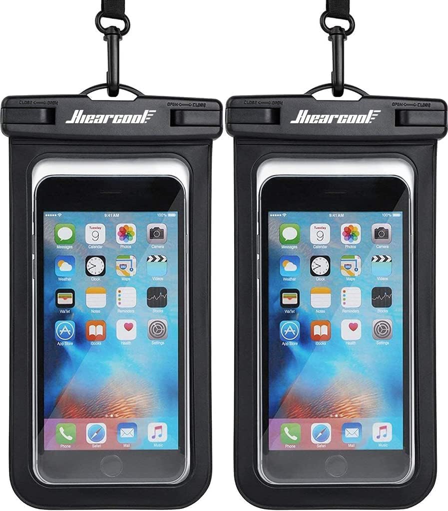 Waterproof Phone Pouch, Universal Case Compatible for Iphone 15 14 13 12 Pro Max plus up to 8.3", IPX8 Beach Travel Essentials-Black-2 Pack