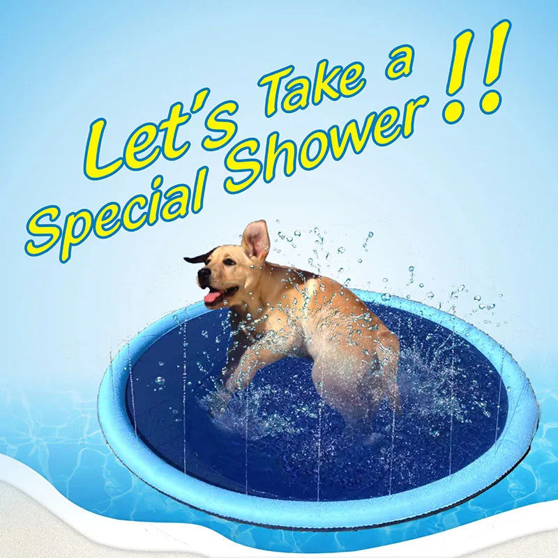 170*170Cm Summer Pet Swimming Pool Inflatable Water Sprinkler Pad Play Cooling Mat Outdoor Interactive Fountain Toy for Dogs