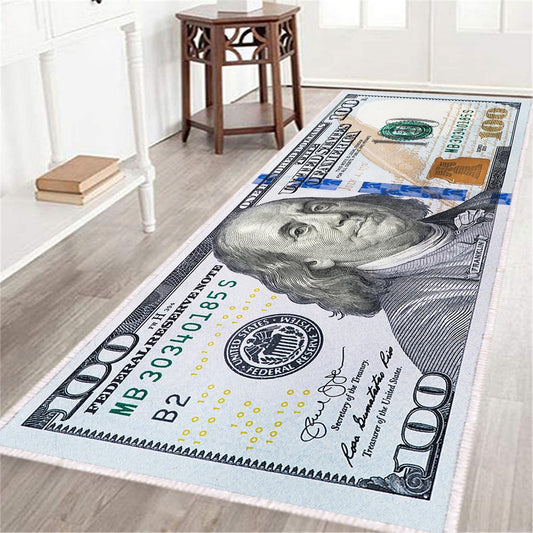 Hundred Dollar Bills Runner Rug 2X6,100 Bill USA Money Throw Accent Area Rug Large Floor Carpets Mat Non Slip Washable Runner Carpet for Entryway Hallway Laundry Bathroom Kitchen Bedroom Living Room