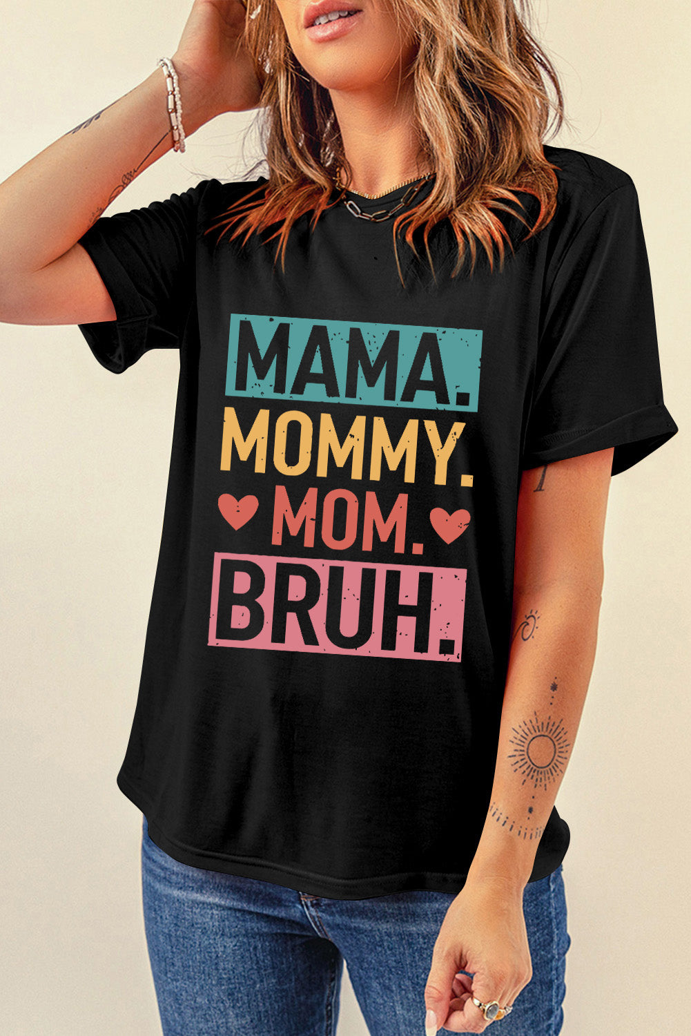 MAMA MOMMY MOM BRUH Letter Graphic Tee