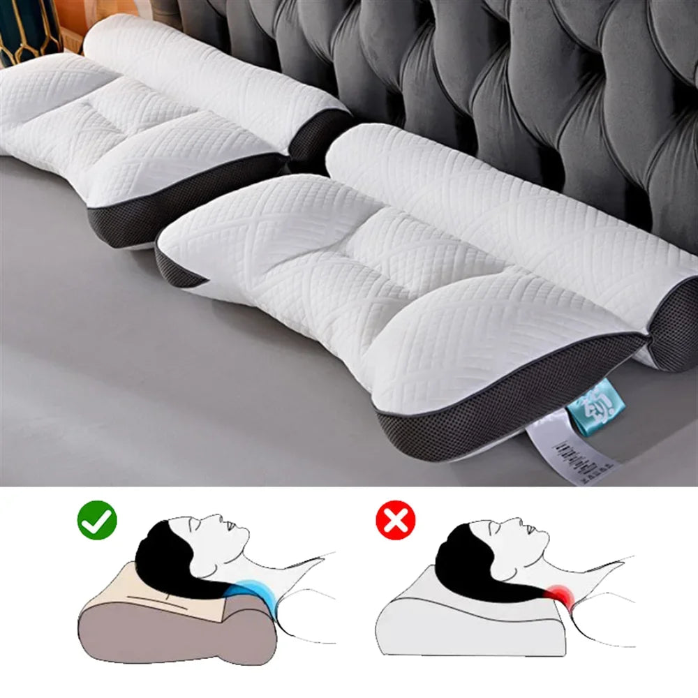 Ultra-Comfortable Ergonomic Neck Support Pillow High Elastic Soft Porosity 3D Neck Pillow to Help Sleep and Protect the Neck