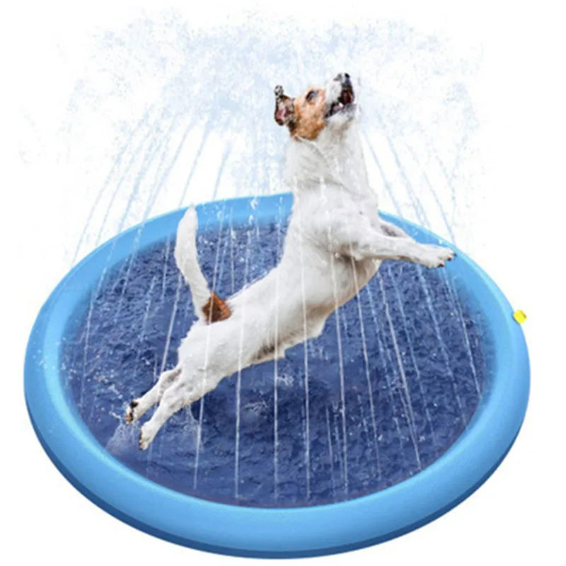 170*170Cm Summer Pet Swimming Pool Inflatable Water Sprinkler Pad Play Cooling Mat Outdoor Interactive Fountain Toy for Dogs