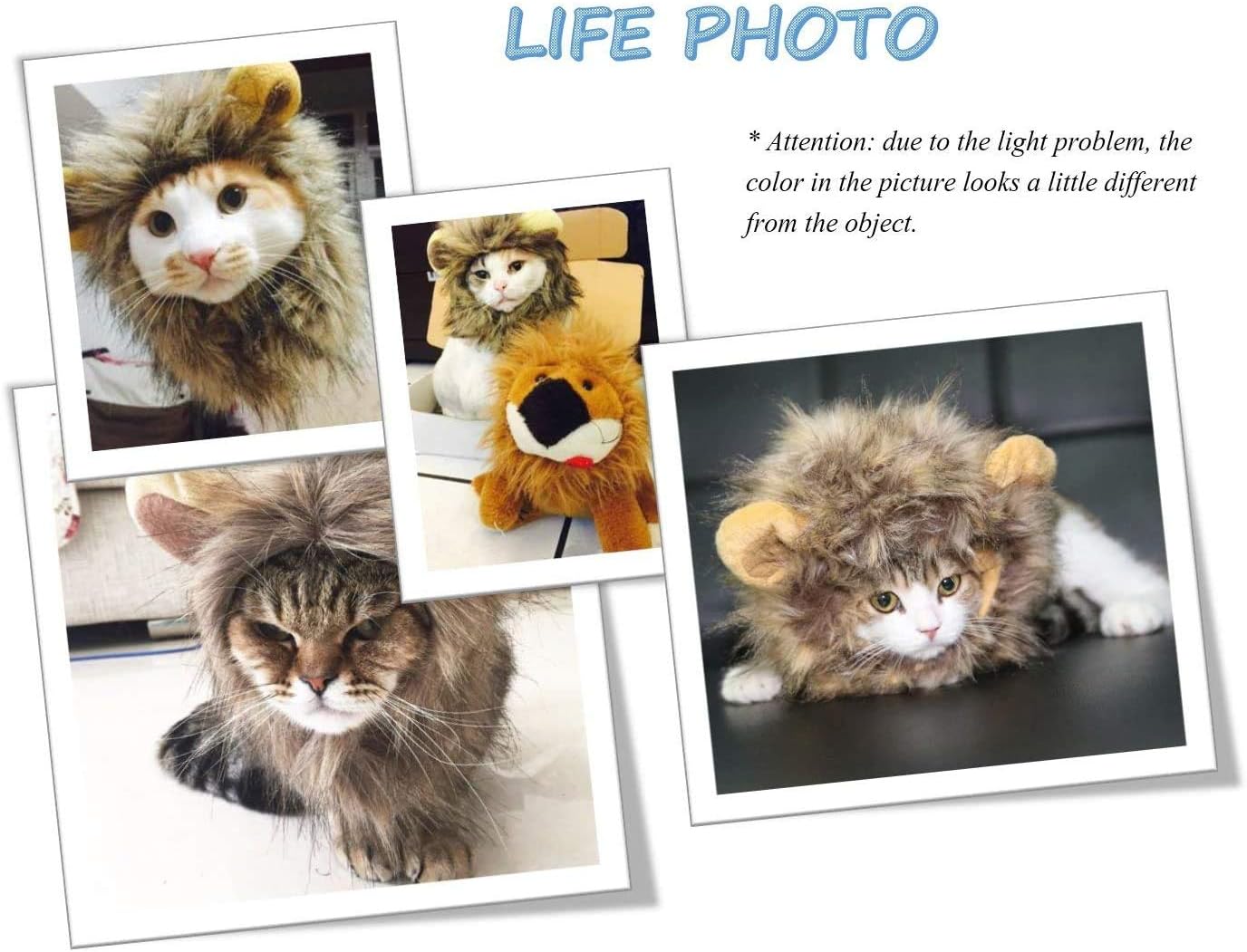 Cat Lion Mane Halloween Pet Costume Kitten Outfits Party Dress up Apparel Kitty and Cat Costumes (Cat Lion Mane)