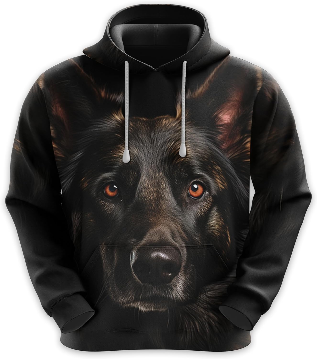 Men'S Dog Lovers Fleece Hooded Sweatshirt - 3D Dog Face Printed Pullover Hoodie