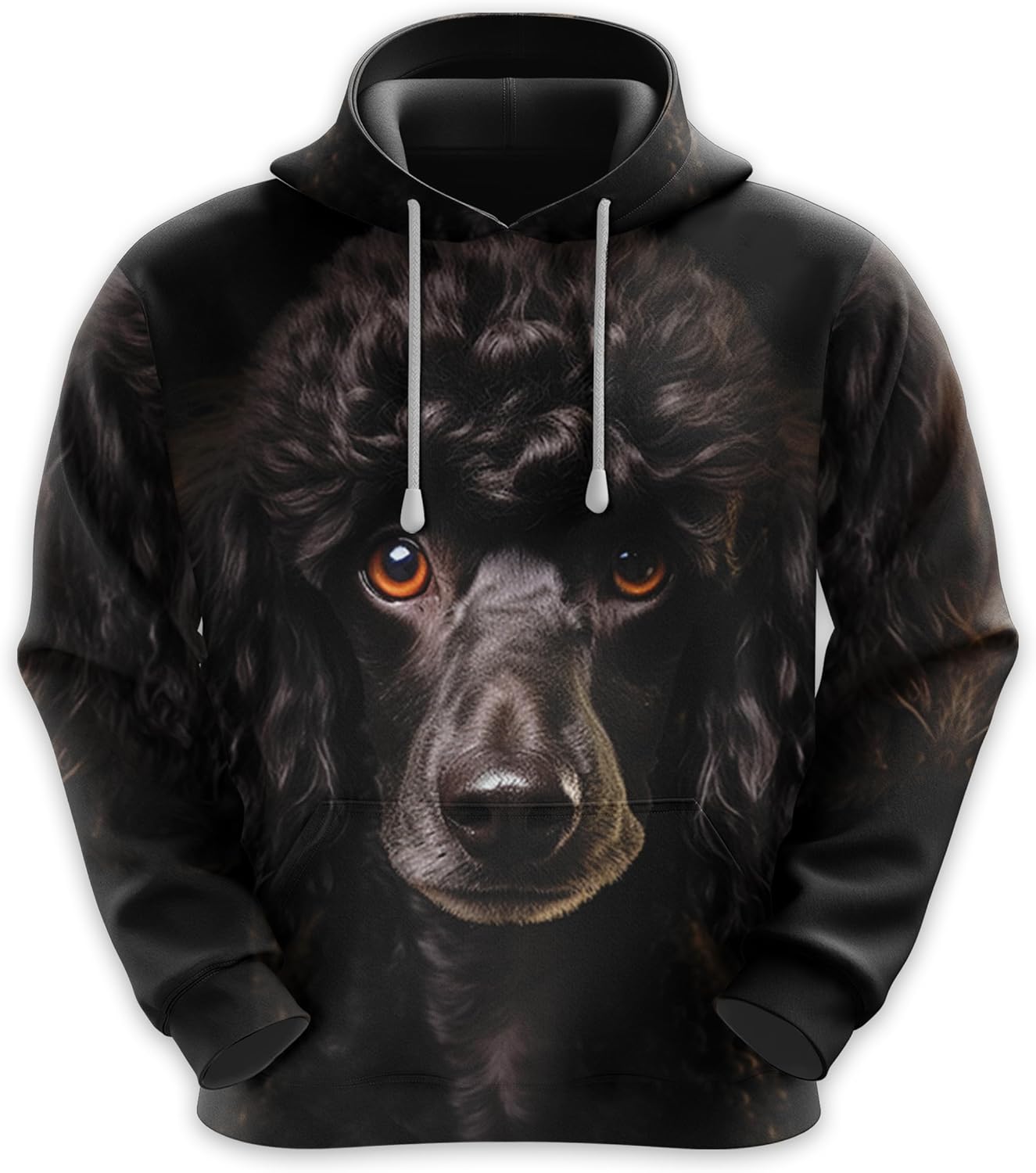 Men'S Dog Lovers Fleece Hooded Sweatshirt - 3D Dog Face Printed Pullover Hoodie