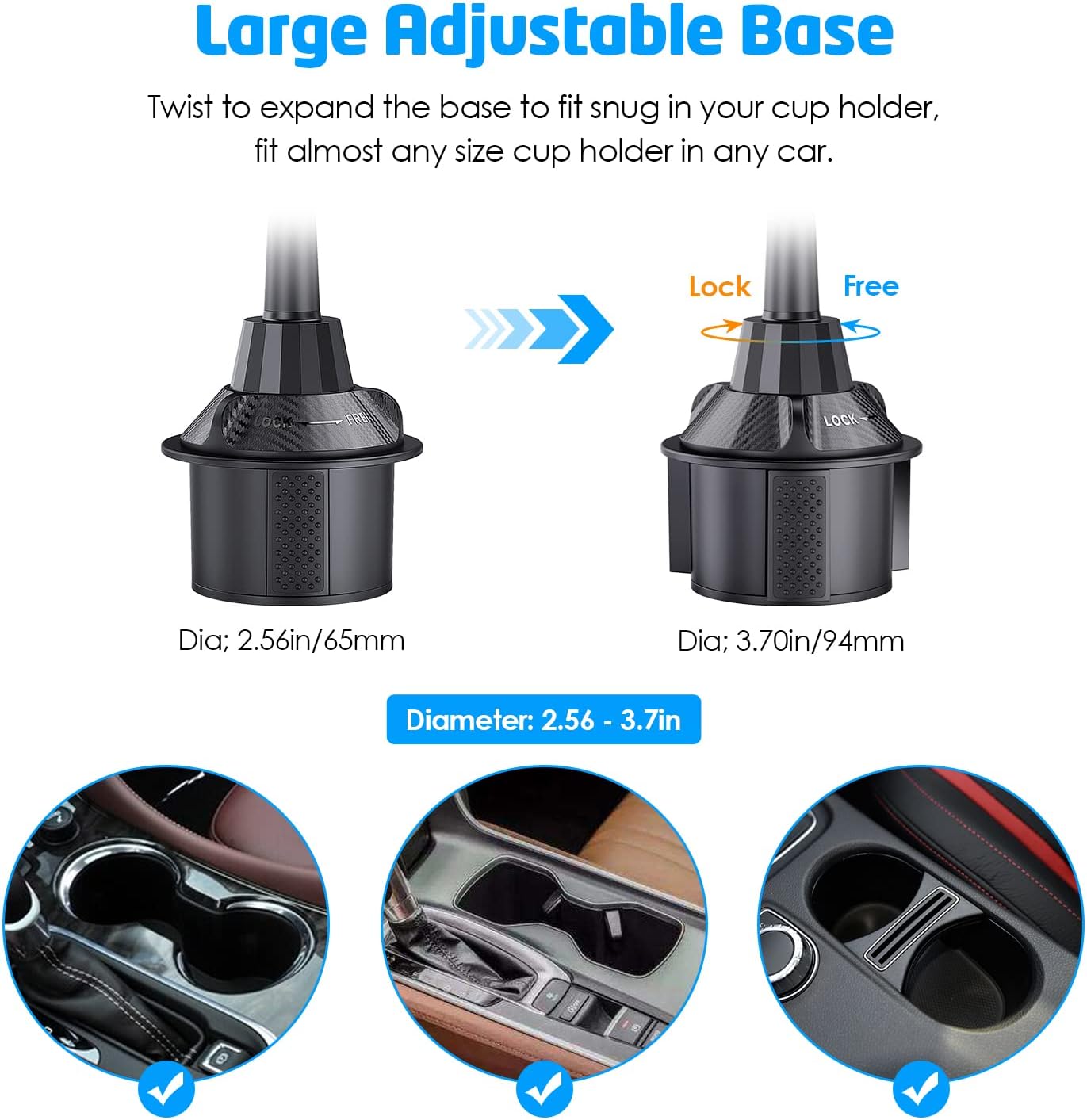 Car Cup Food Holder with Phone Mount Adjustable Automobile Cup Holder Smart Phone Cradle Car Mount