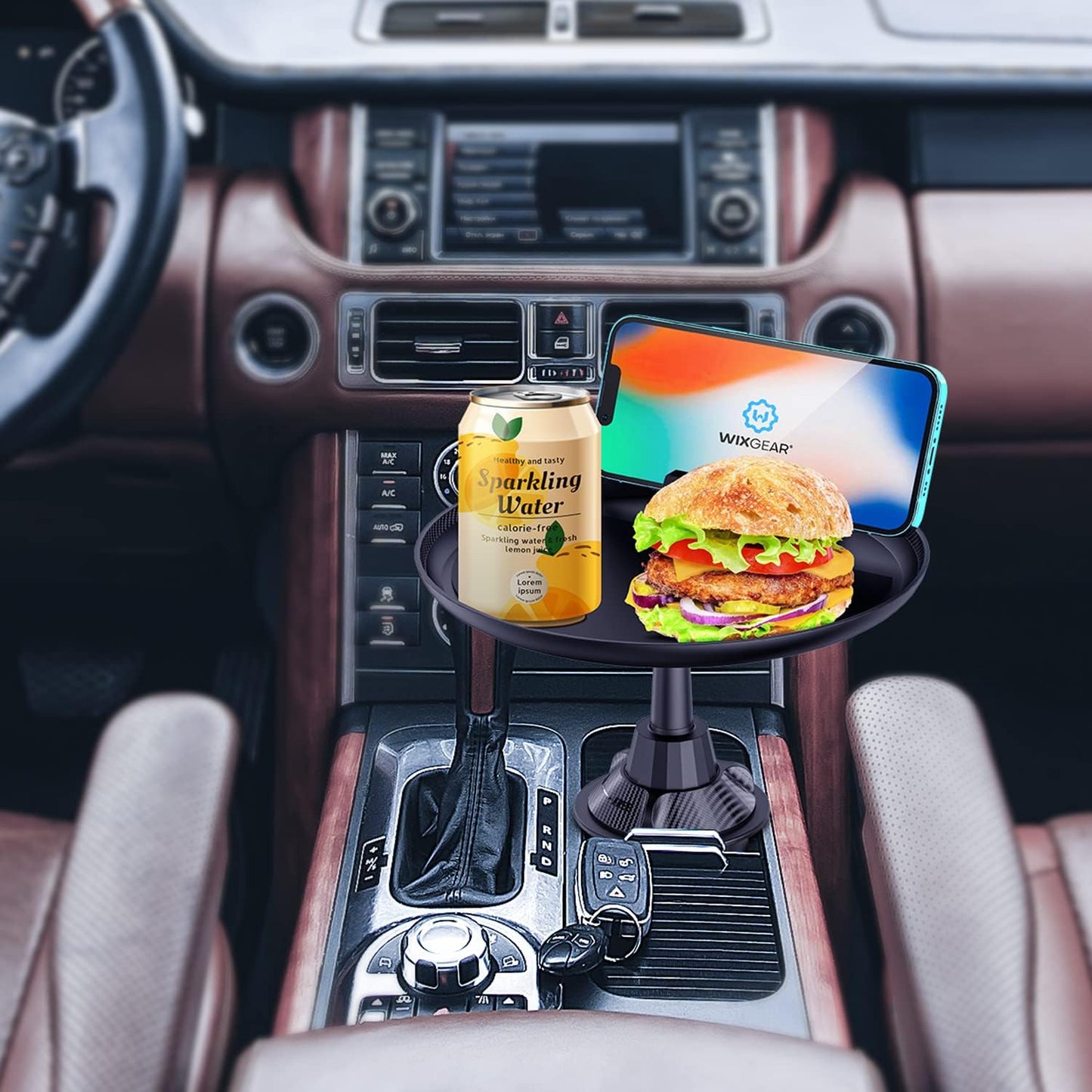 Car Cup Food Holder with Phone Mount Adjustable Automobile Cup Holder Smart Phone Cradle Car Mount