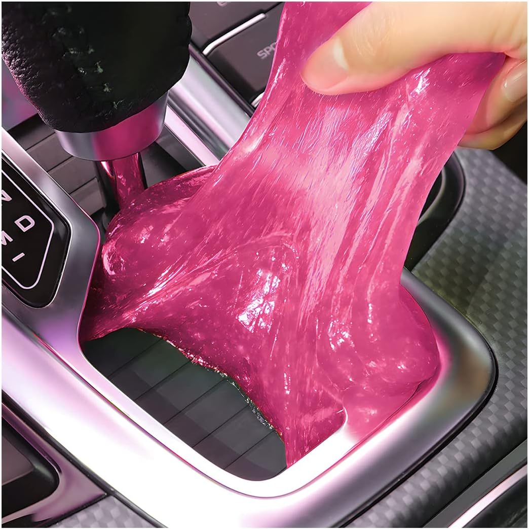 Cleaning Gel for Car, Auto Detailing Slime Mud, Putty Cleaner Dust Removal, Vehicle Interior Soft Glue Cleaning Tools Kit, Car Accessories for Cleaning Air Vents, Keyboard, PC, Laptops (Pink)