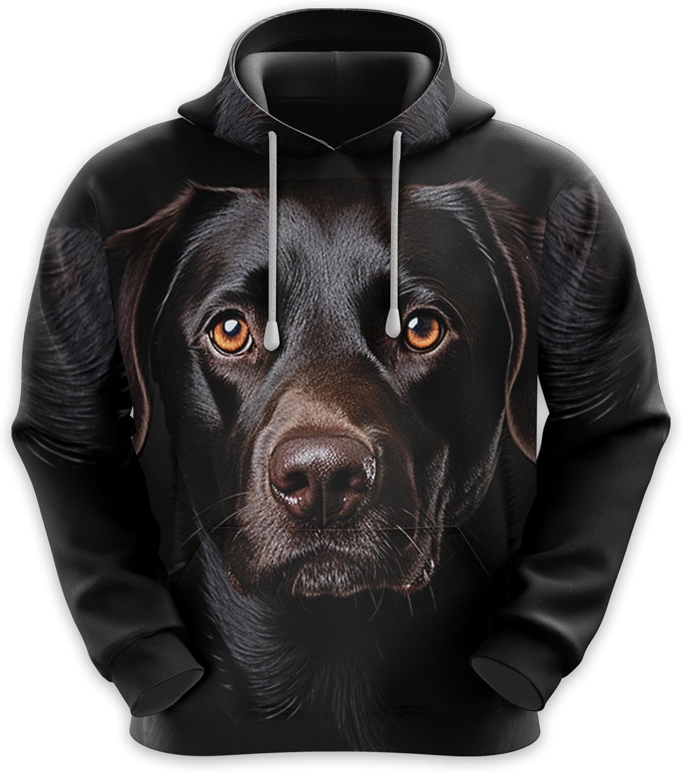 Men'S Dog Lovers Fleece Hooded Sweatshirt - 3D Dog Face Printed Pullover Hoodie