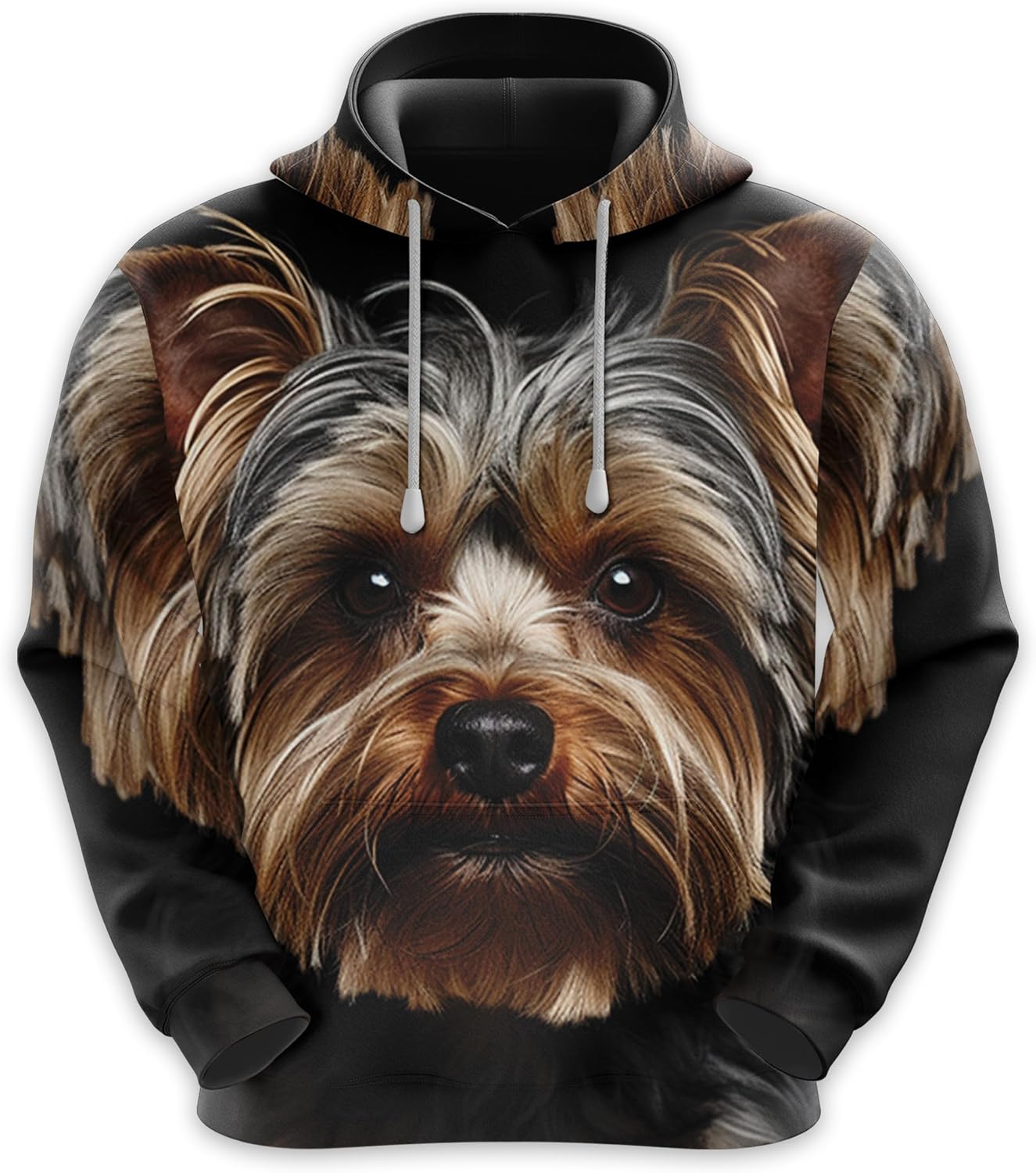 Men'S Dog Lovers Fleece Hooded Sweatshirt - 3D Dog Face Printed Pullover Hoodie