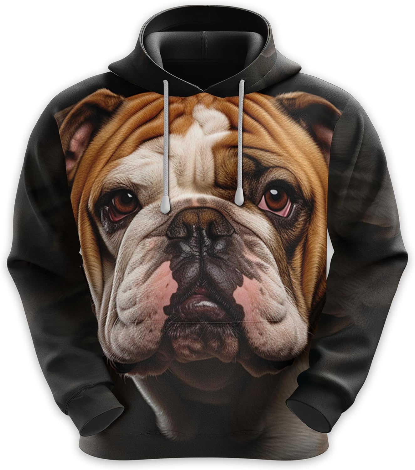 Men'S Dog Lovers Fleece Hooded Sweatshirt - 3D Dog Face Printed Pullover Hoodie