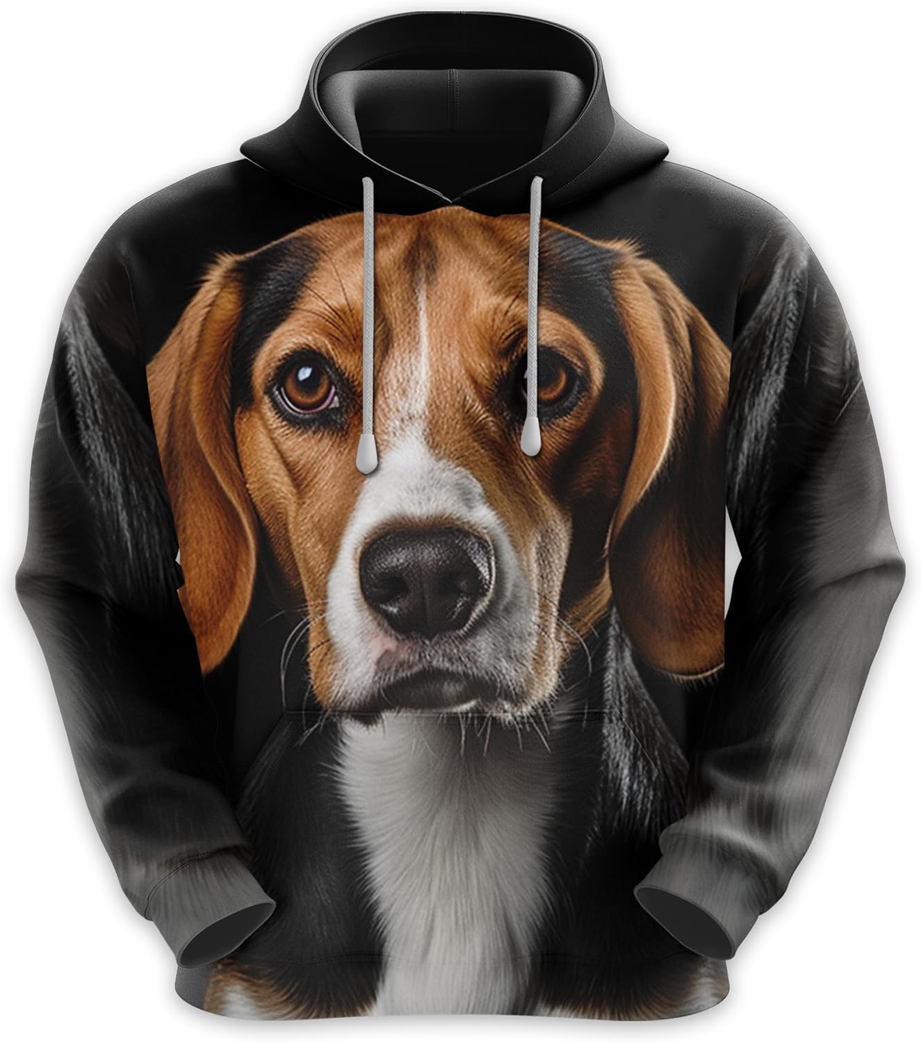 Men'S Dog Lovers Fleece Hooded Sweatshirt - 3D Dog Face Printed Pullover Hoodie