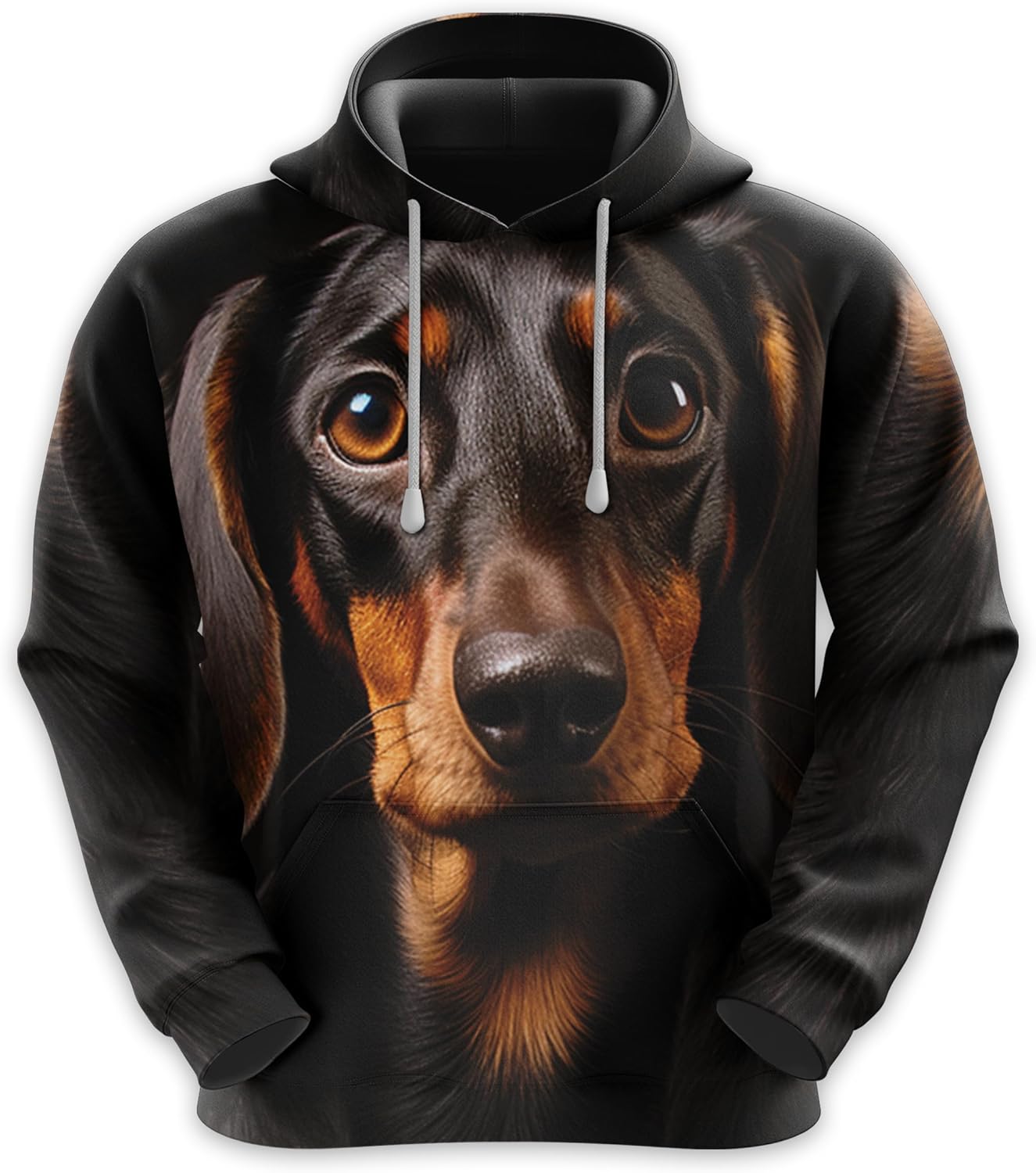 Men'S Dog Lovers Fleece Hooded Sweatshirt - 3D Dog Face Printed Pullover Hoodie