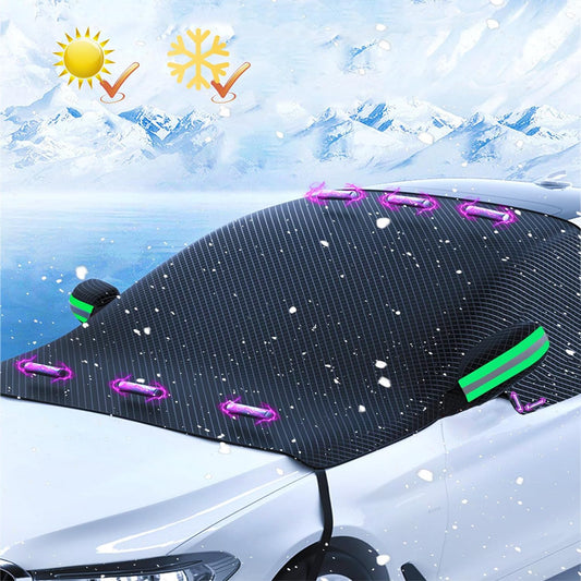 Large Car Windshield Cover for Ice and Snow,Automobile Snow Cover with Side Window and Rearview Mirror Protector,Universal for Most Vehicle, Car and SUV to Protect from Snow,Rain,Sun and Frost