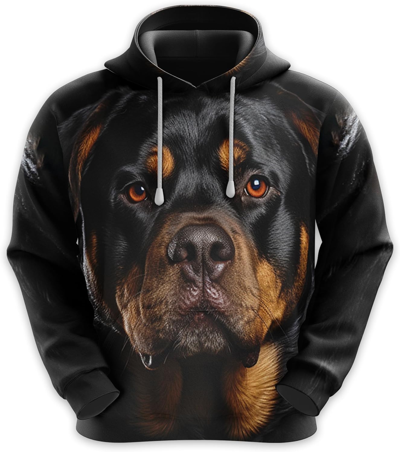 Men'S Dog Lovers Fleece Hooded Sweatshirt - 3D Dog Face Printed Pullover Hoodie