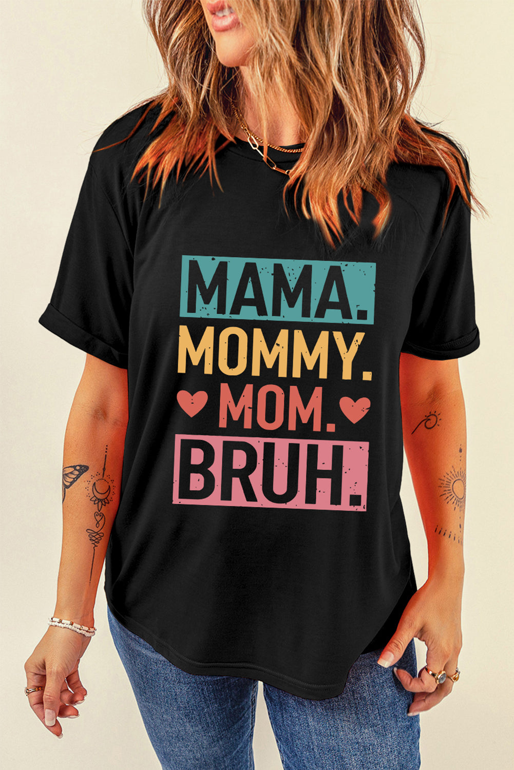 MAMA MOMMY MOM BRUH Letter Graphic Tee