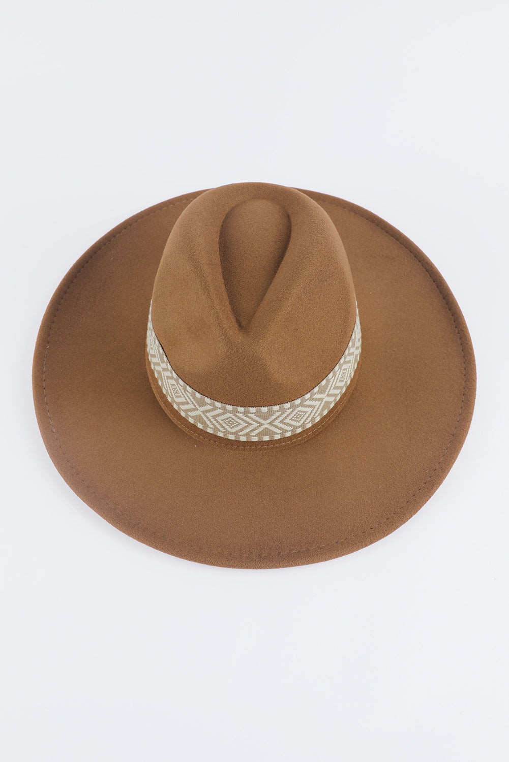 Brown Western Patchwork Flat Brim Cowboy Woven Hat