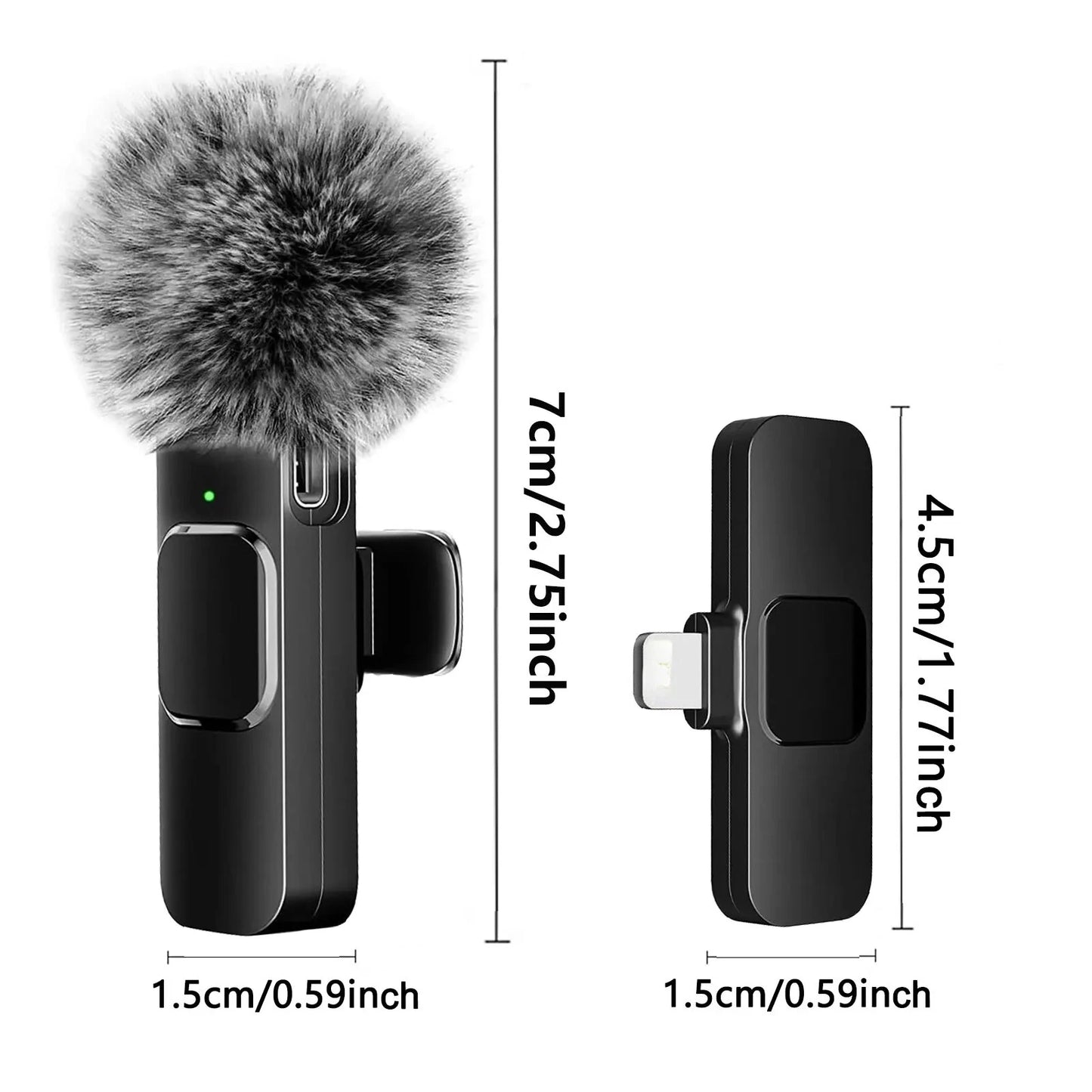 Professional Wireless Lavalier Microphone for iPhone, iPad, Android - 2Pcs Cordless Omnidirectional Condenser Recording Mic with USB-C for Interview, Video, Podcast, YouTube, TikTok