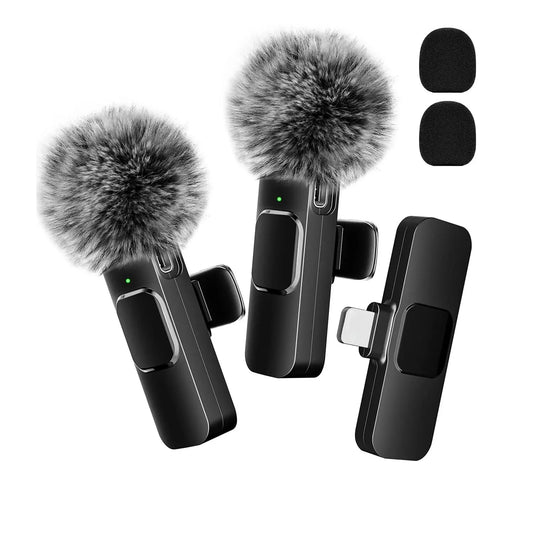 Professional Wireless Lavalier Microphone for iPhone, iPad, Android - 2Pcs Cordless Omnidirectional Condenser Recording Mic with USB-C for Interview, Video, Podcast, YouTube, TikTok