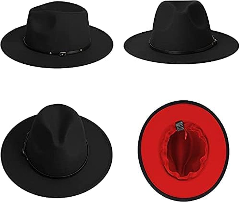 Wide Brim Fedora Hats for Women Dress Hats for Men Two Tone Panama Hat with Belt Buckle