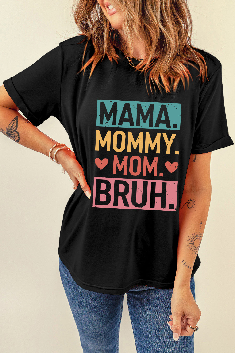 MAMA MOMMY MOM BRUH Letter Graphic Tee