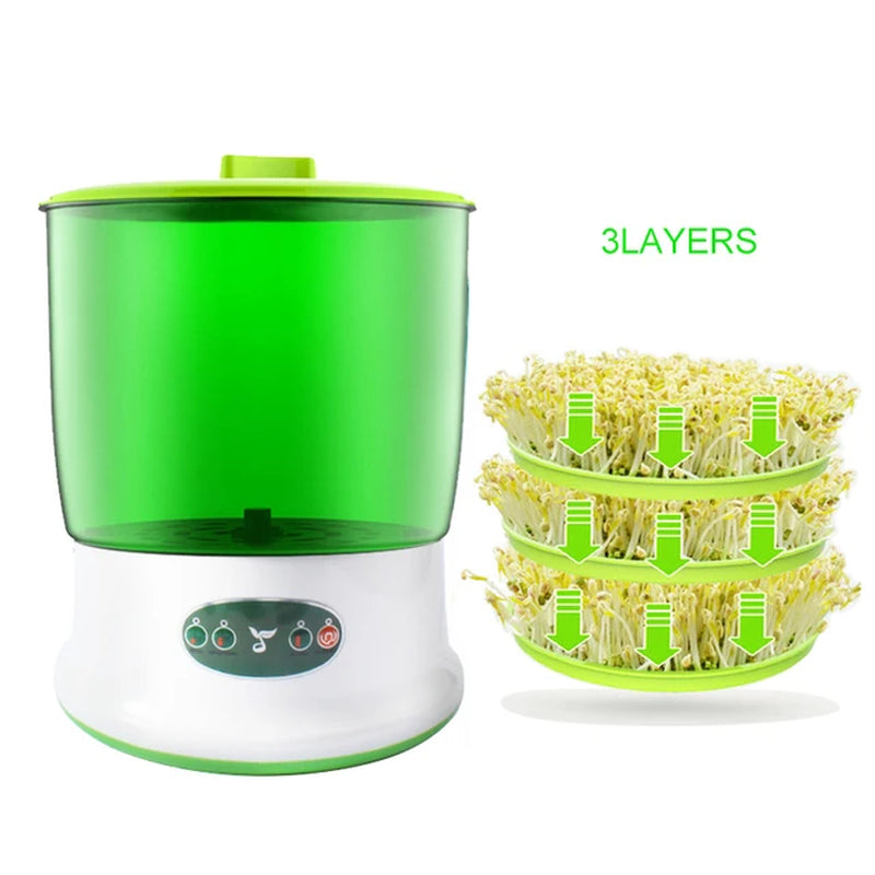 Intelligent Bean Sprouts Maker Thermostat Green Vegetable Seeds Growth Bucket Automatic Electric Sprout Buds Germinator Machine