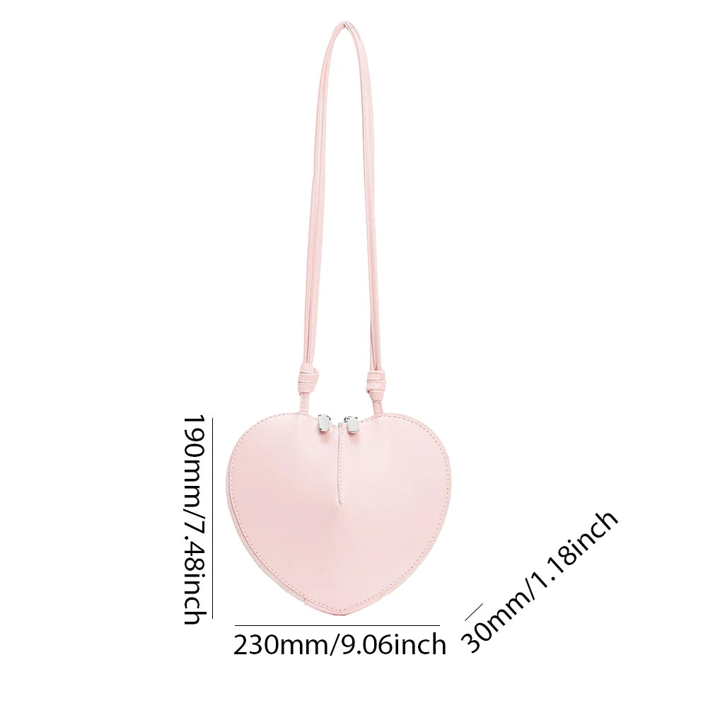 Peach Heart Shape Crossbody Bag New Small Shoulder Bag Ladies PU Fashion Love Bag 2024 Luxury Designer Handbag Solid Sling Purse