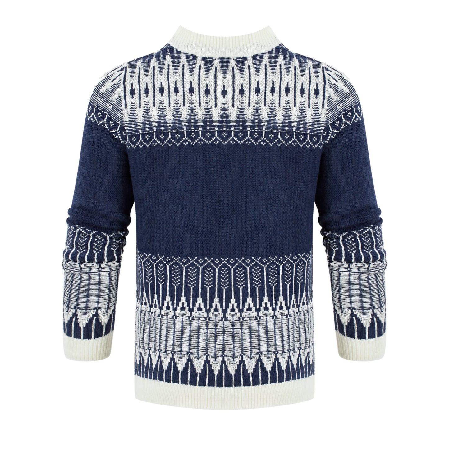 Men's Crewneck Pullover Sweater Unisex Fair Isle Long Sleeve Knitted Sweater