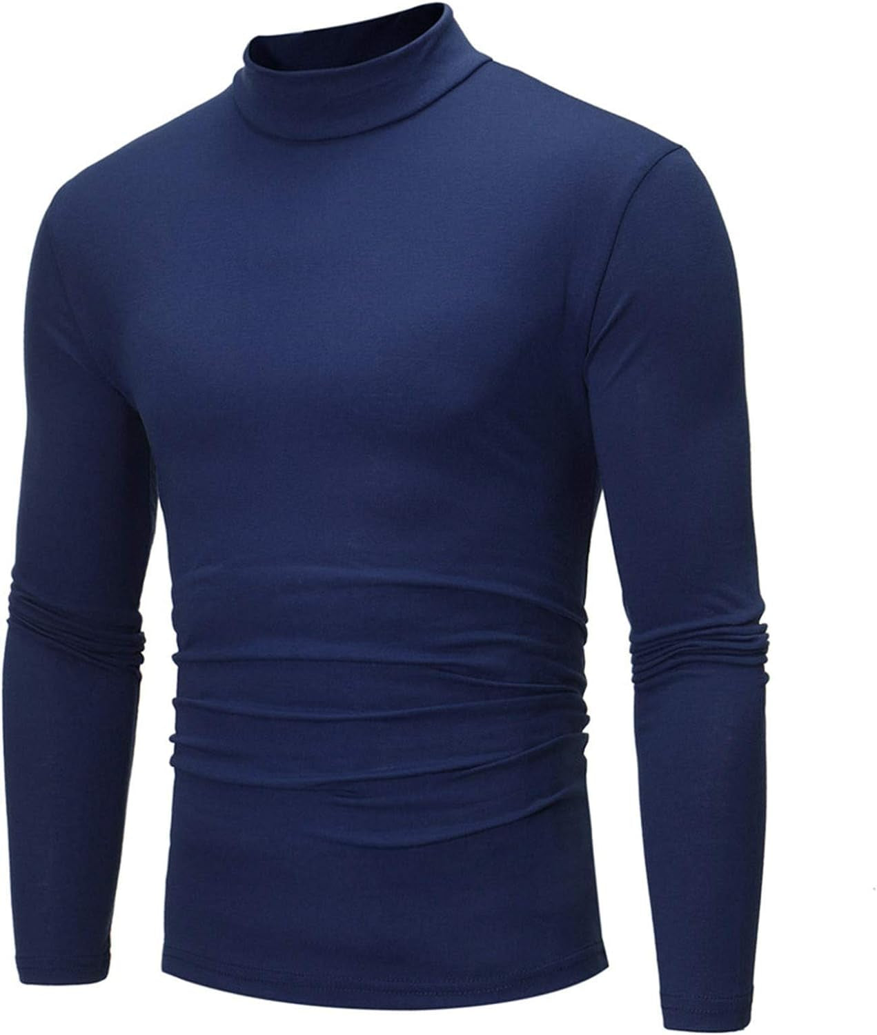 Turtleneck Compression Top for Men,Long Sleeve Basic Undershirt Stretch Slim Fit Workout T-Shirt