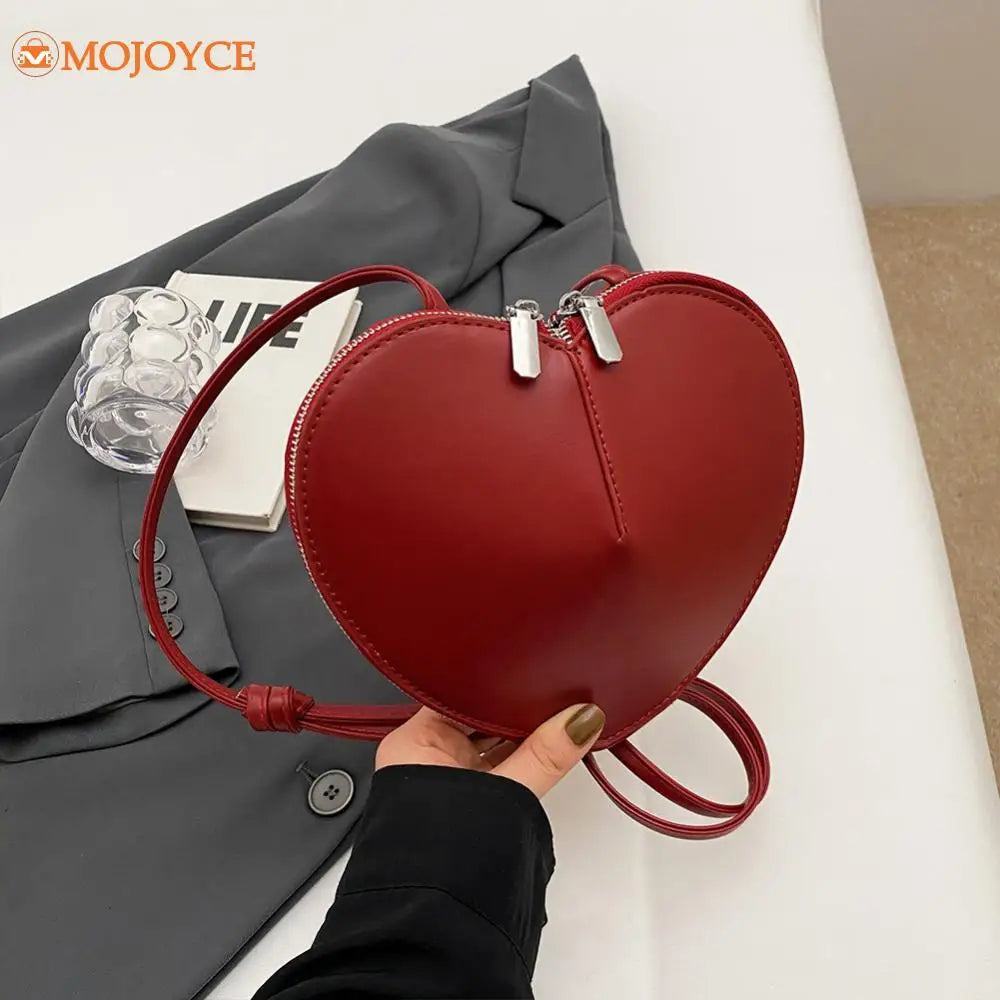 Peach Heart Shape Crossbody Bag New Small Shoulder Bag Ladies PU Fashion Love Bag 2024 Luxury Designer Handbag Solid Sling Purse