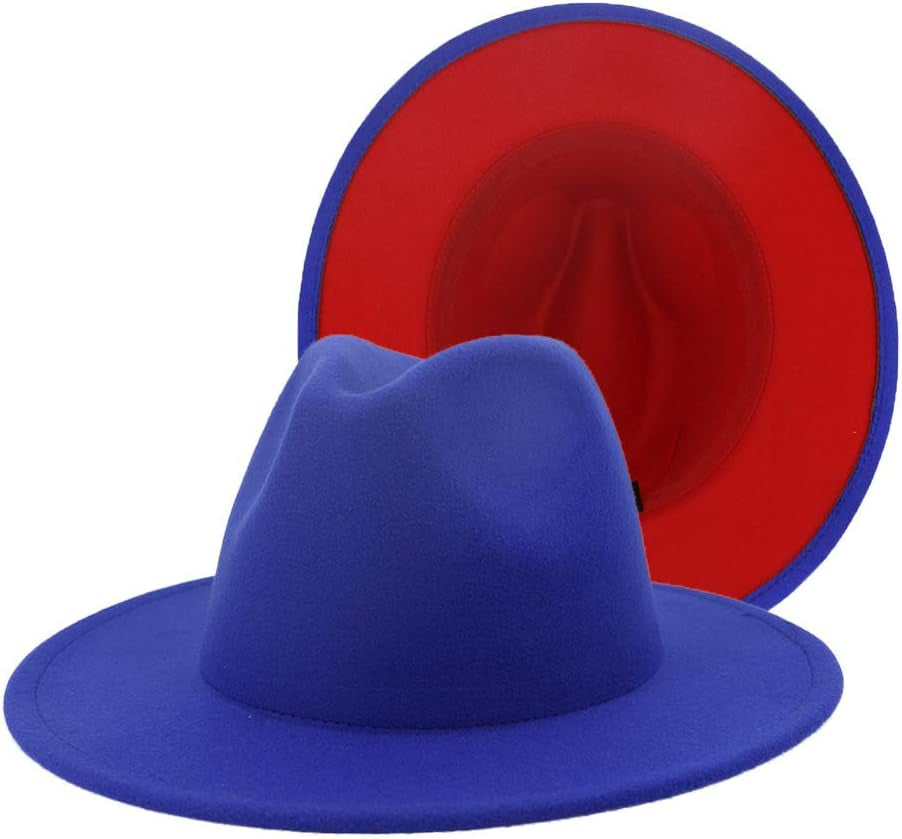 Wide Brim Fedora Hats for Women Dress Hats for Men Two Tone Panama Hat with Belt Buckle