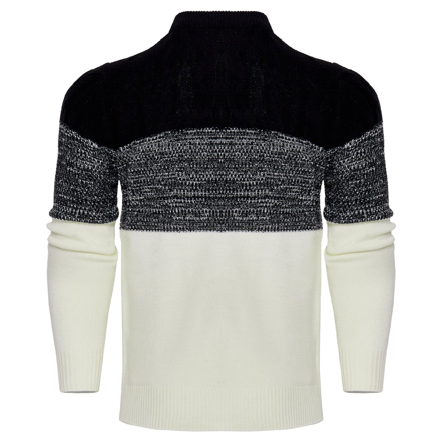 Men's Casual Color Block Long Sleeve Cable Knit Pullover Sweater