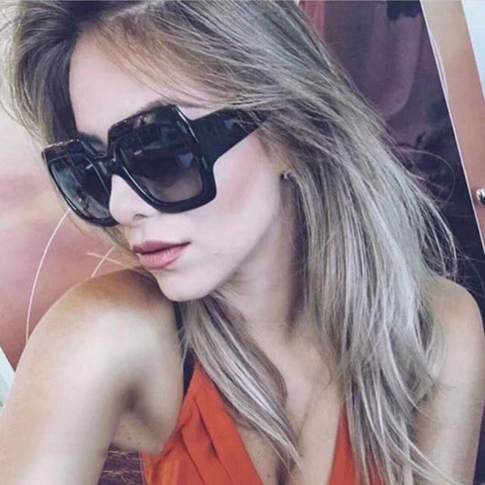 NEW Oversized Square Luxury Sunglasses Gradient Lens Vintage Women Fashion (A)